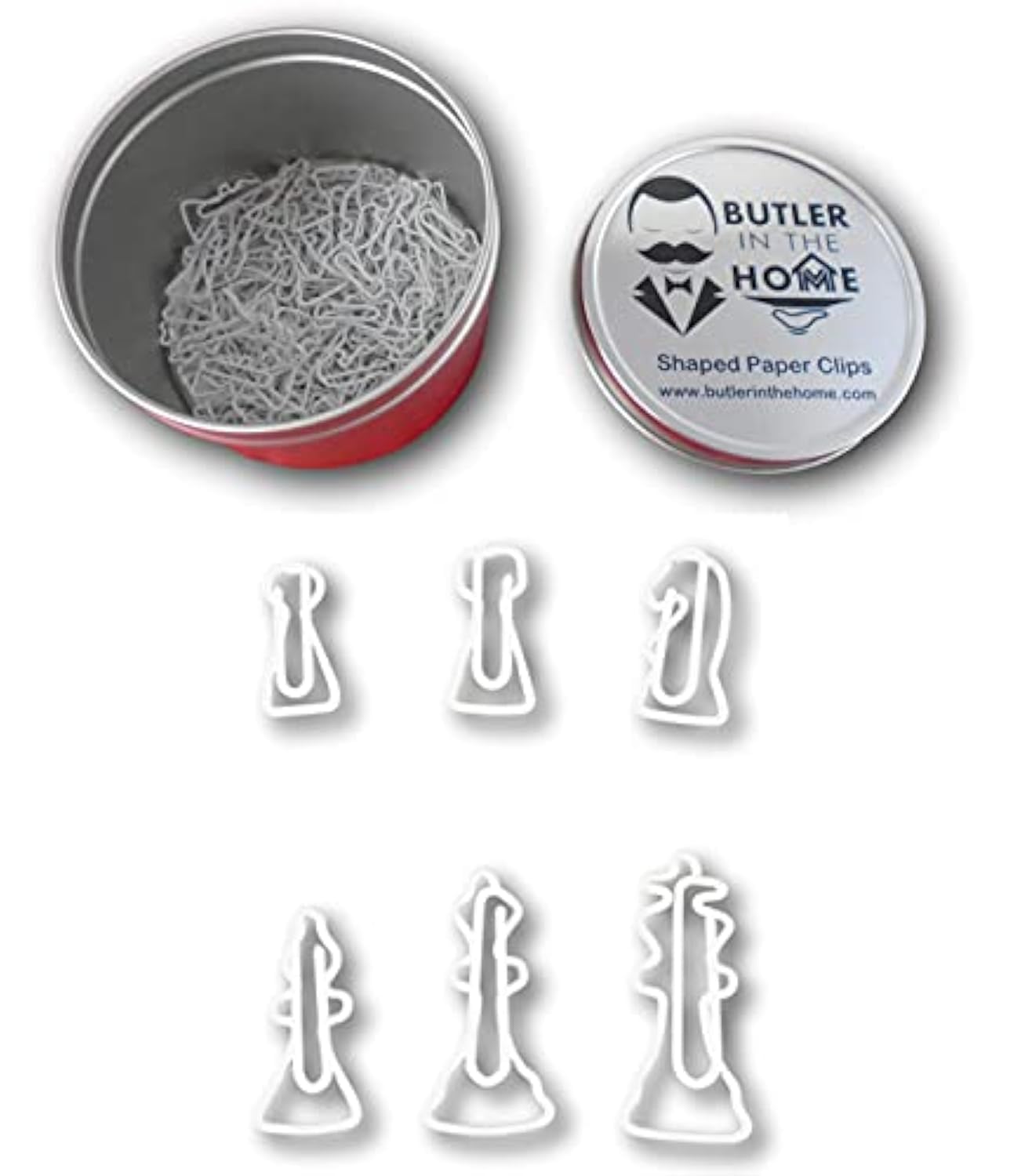 Butler In The Home 96 Piece Chess Pieces Shaped Paper Clips (16 Of Each Shape) Great For Paper Clip Collectors Or Office Gift -